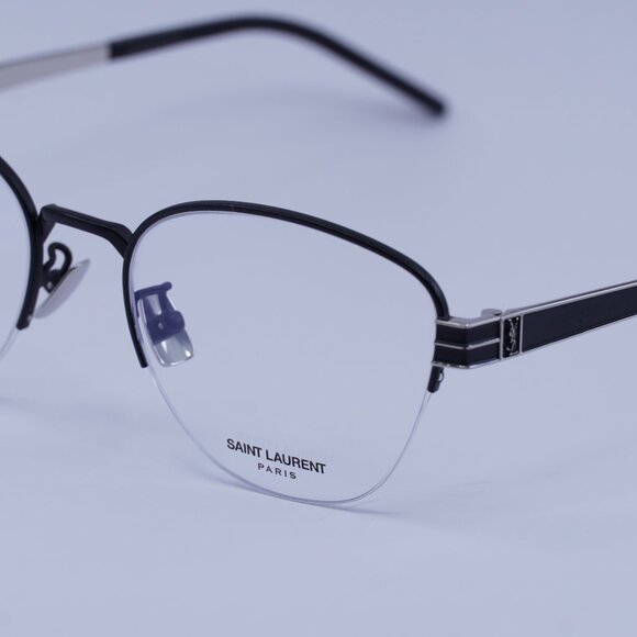 Saint Laurent SL M64 002 Eyeglasses Black/Silver 52mm Cat Eye Frame - Picture 7 of 11